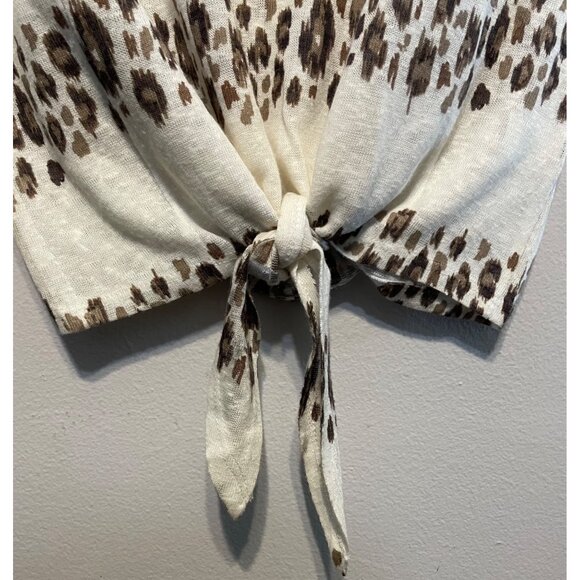 Coral Bay Leopard Print Tie-Front Top with Lace Detail | Small - Picture 2 of 8